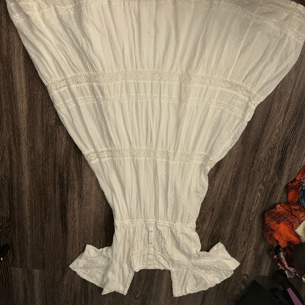 LOFT Cream Maxi Dress with Ruffle Detail